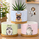 Art Design,Playful,Pet Lovers,Photo - Vivid Watercolor Art - Custom Photo Vivid Watercolor Art Happy Dog Cat Pet Stripe - Personalized Plant Pot