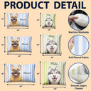 Art Design,Playful,Pet Lovers,Photo - Vivid Watercolor Art - Custom Photo Vivid Watercolor Art Happy Dog Cat Pet Stripe - Personalized Pillow