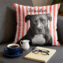 Art Design,Playful,Pet Lovers,Photo - Vivid Watercolor Art - Custom Photo Vivid Watercolor Art Happy Dog Cat Pet Stripe - Personalized Pillow