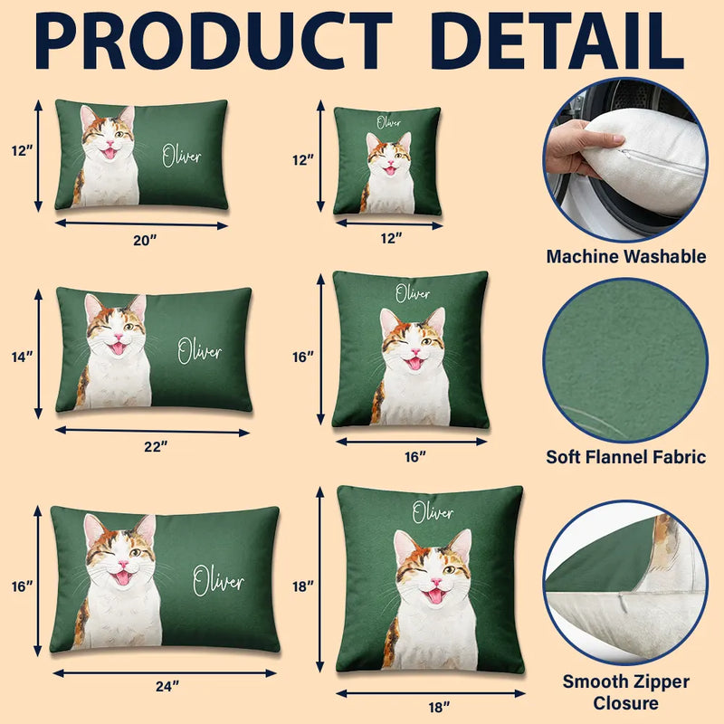 Art Design,Playful,Pet Lovers,Photo - Vivid Watercolor Art - Custom Photo Vivid Watercolor Art Happy Dog Cat Pet - Personalized Pillow