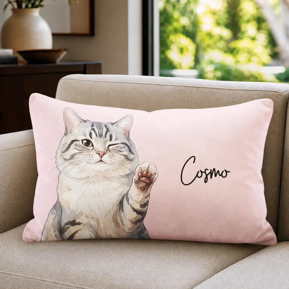 Art Design,Playful,Pet Lovers,Photo - Vivid Watercolor Art - Custom Photo Vivid Watercolor Art Happy Dog Cat Pet - Personalized Pillow