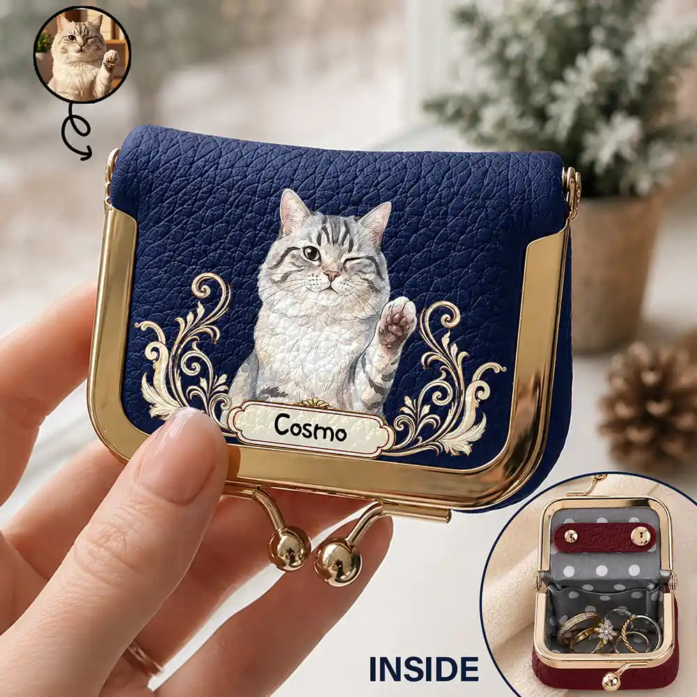 Pet Mom,Art Design,Confident,Gift For Mother,Pet Lovers,Photo - Watercolor - Remove BG - Custom Photo Realistic Watercolor Art Pet Portrait For Pet Mom Dog Mom - Personalized Kiss Lock Jewelry Case