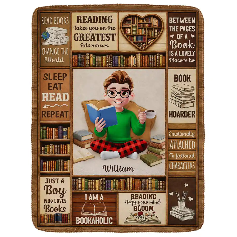 Confident,Christmas,Reading,Gift For Yourself,Gift For Women,Vector - My Reading Blanket I Am A Bookaholic Gift For Book Lovers - Personalized Fleece Blanket, Sherpa Blanket