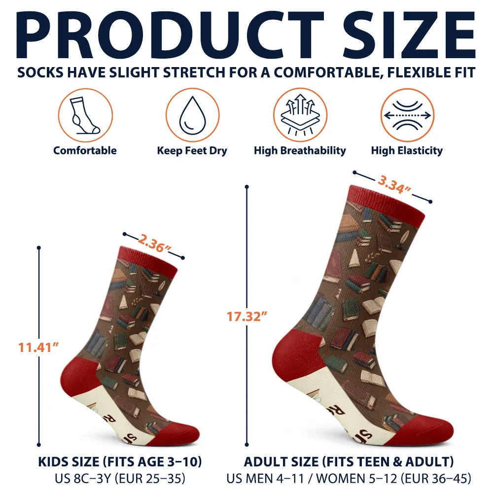 Confident,Christmas,Reading,Gift For Yourself,Gift For Women,Vector - Shhh I'm Reading Gift For Book Lovers - Personalized Socks