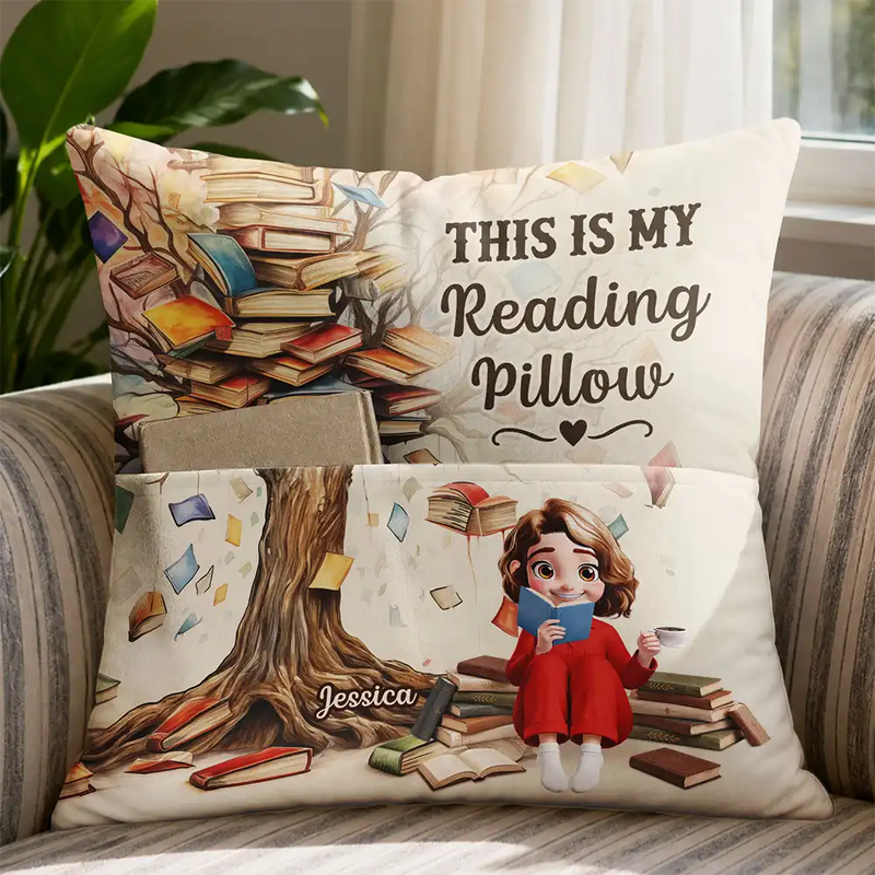 Confident,Christmas,Reading,Gift For Yourself,Gift For Women,Vector - This Is My Reading Pillow Gift For Book Lovers - Personalized Pocket Pillow
