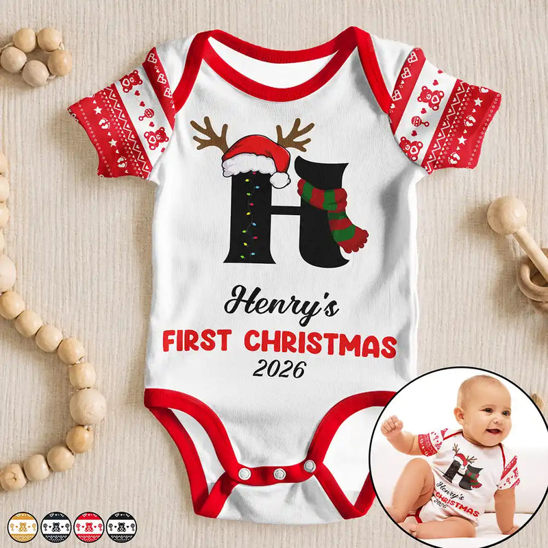 Adorable,First Christmas,Gift For Baby,Christmas,Vector - My First Christmas New Baby - Personalized Baby Bodysuit