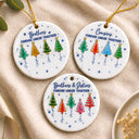 Sentimental,Christmas,Gift For Sibling,Icon - 3D Inflated Effect Pine Trees Brothers & Sisters Forever Linked Together - Personalized Ceramic Ornament