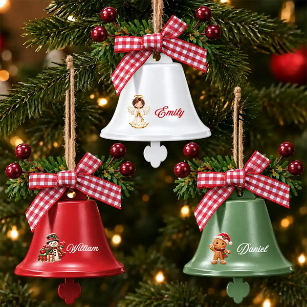 Family Christmas Gift - Personalized Vintage Train Tree Hanging Decoration Bell Ornament