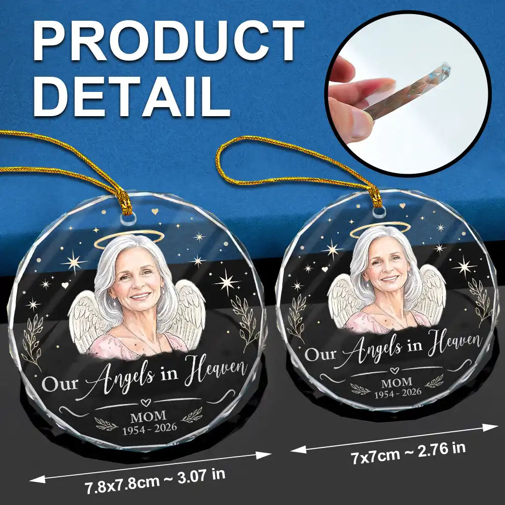 Art Design, Christmas, Custom Photo, Family, Healing, Indoor Decor, Memorial, Memorial Loved One, Photo - Vivid Watercolor Art Memorial - Sympathy Christmas Gift For Loss Of Dad - Personalized Custom Photo Watercolor Your Wings Were Ready Glass Ornament