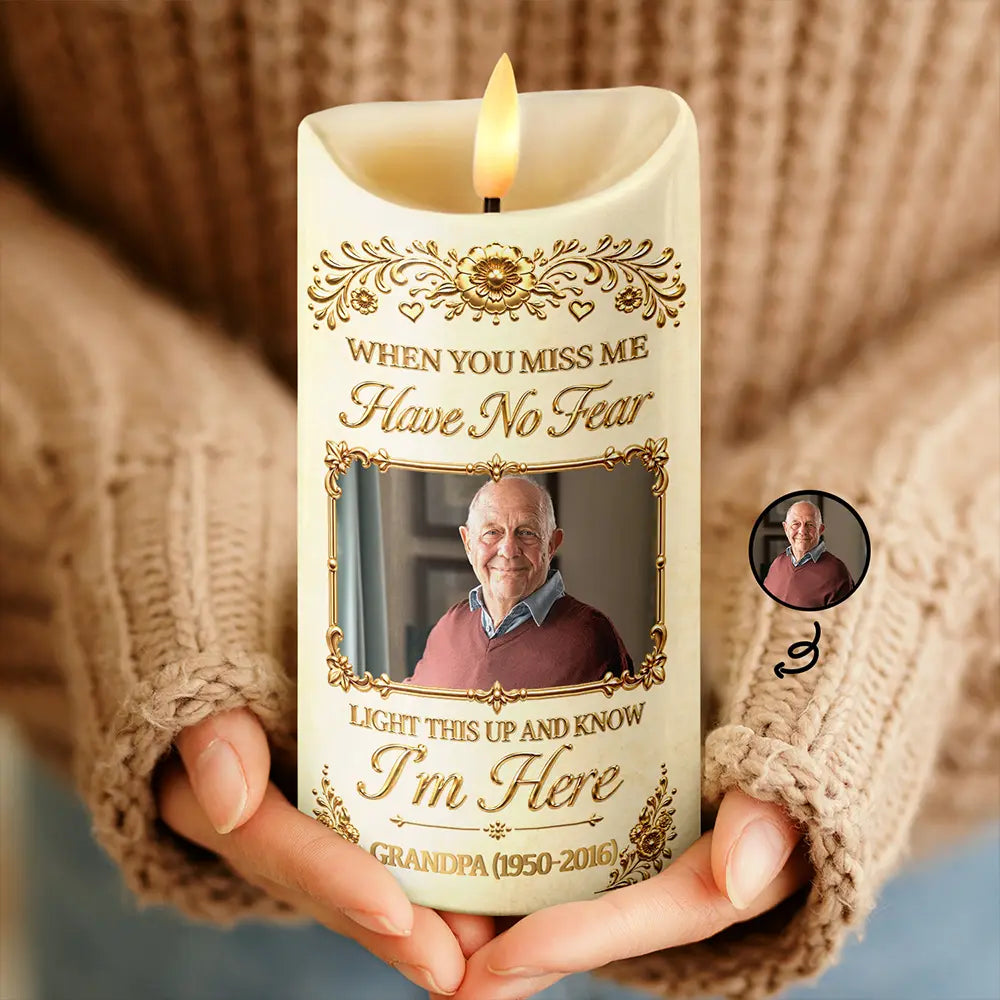 Custom Photo, Family, Memorial, Memorial Loved One, Sympathetic, Upload Full Photo - Memorial Sympathy Gifts For Loss Of Loved One - Personalized Custom Photo A Loving Memory Flameless LED Candle