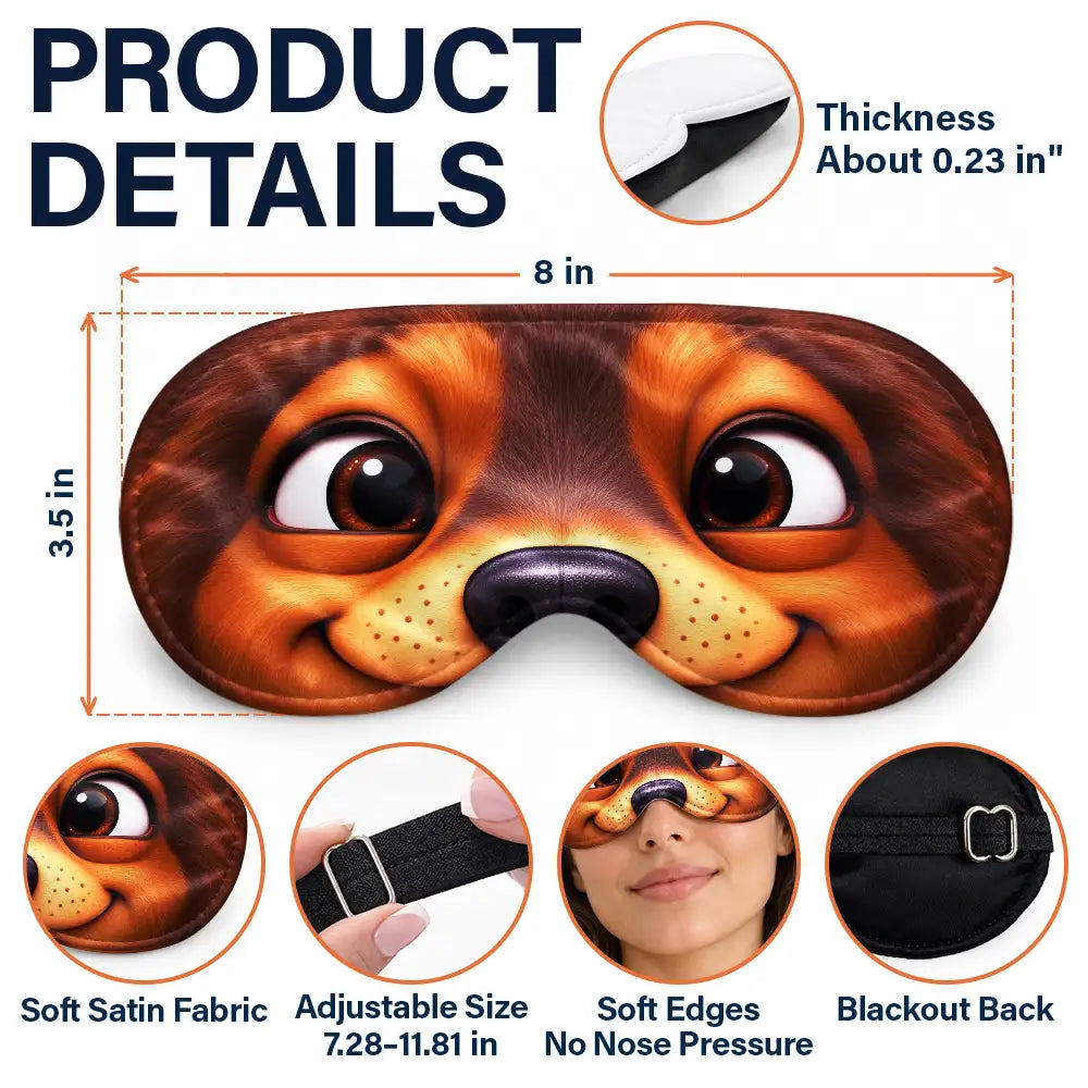 Christmas,Humorous,Icon,Pet Lovers,Travel - Travel Gift For Dog Lovers, Cat Lovers - Personalized Cartoon Dog And Cat Face Expression Funny Sleep Mask