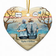 Still Talk About You Widow Old Couple - Memorial Gift - Personalized Custom Heart Ceramic Ornament