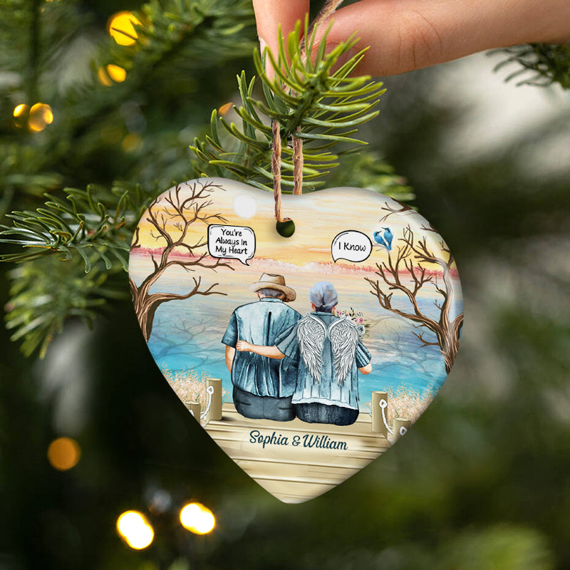 Still Talk About You Widow Old Couple - Memorial Gift - Personalized Custom Heart Ceramic Ornament