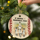 Proud Baseball Dad - Christmas Gift For Dad - Personalized Custom Circle Ceramic Ornament