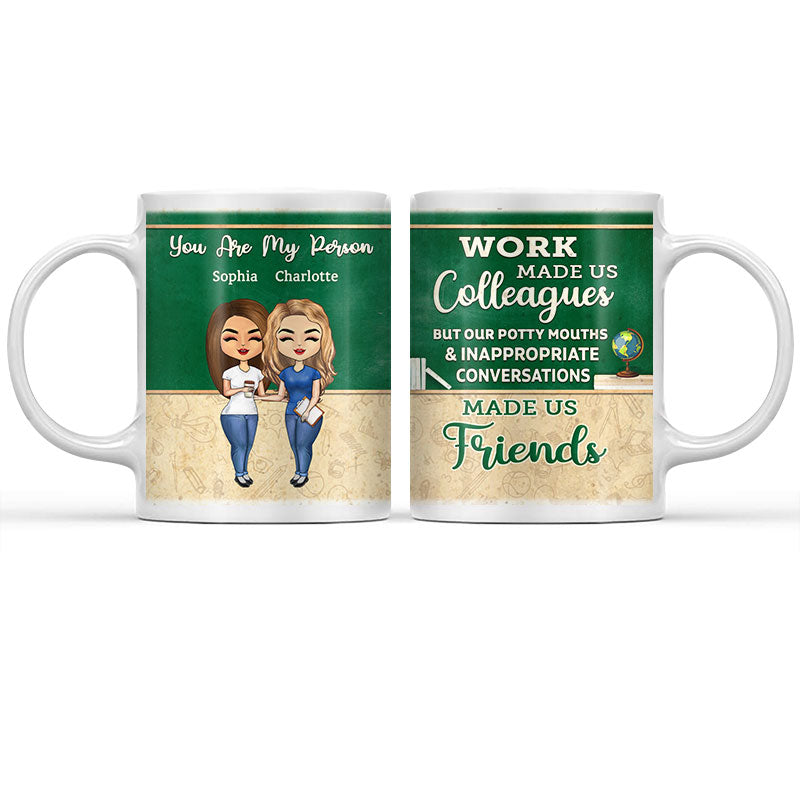 Le travail nous a fait devenir collègues, enseignants ! Cadeau pour les meilleures amies ! Mug personnalisé
