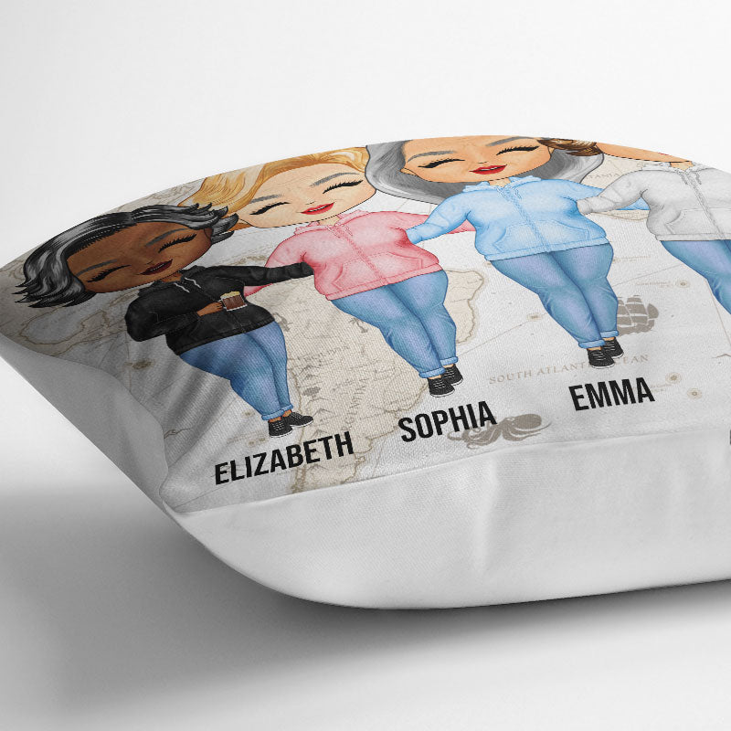 Connected By Heart Hoodie Sisters - Sibling BFF Bestie Gift - Personalized Custom Pillow