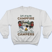 Let's Sit By The Campfire Husband Wife Camping - Couple Gift - Personalized Custom T Shirt