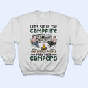 Let's Sit By The Campfire Husband Wife Camping Couple - Personalized Custom T Shirt
