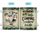 Camping Partners For Life Husband Wife Forest - Couple Gift - Personalized Custom White Edge-to-Edge Mug