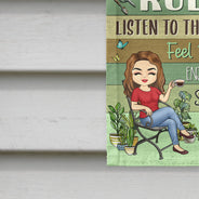 Règles du jardin Ressentez la brise Profitez de la beauté du jardinage - Drapeau personnalisé