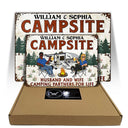 Let's Sit By The Campfire Husband Wife - Camping Gift For Couple - Personalized Custom Classic Metal Signs