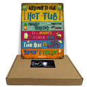 Wander Prints Home Decor - Funny Gift, Birthday Gift For Family, Friends, Neighbor, Couple - Celebrity on Summer Vibes, Pool party, Aniversary - Hot Tub Welcome Grilling Chilling Proudly Serving Whatever You Bring, Classic Metal Signs