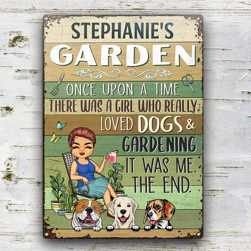 Once Upon A Time There Was A Girl Who Really Loved Dogs & Gardening Dog Lovers - Personalized Custom Classic Metal Signs