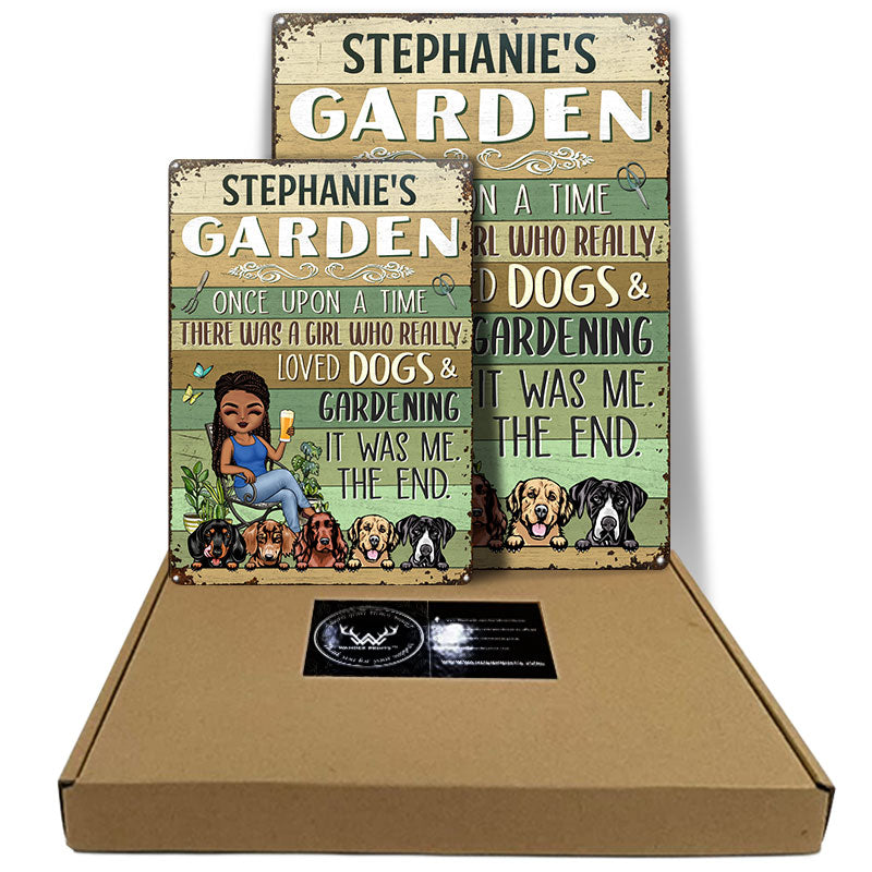 Once Upon A Time There Was A Girl Who Really Loved Dogs & Gardening Dog Lovers - Personalized Custom Classic Metal Signs