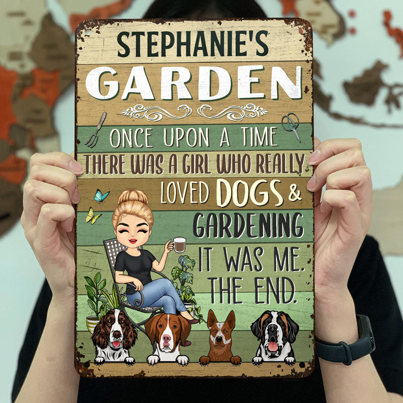 Once Upon A Time There Was A Girl Who Really Loved Dogs & Gardening Dog Lovers - Personalized Custom Classic Metal Signs