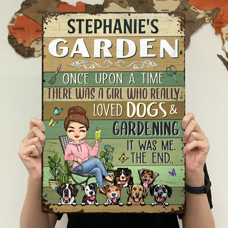 Once Upon A Time There Was A Girl Who Really Loved Dogs & Gardening Dog Lovers - Personalized Custom Classic Metal Signs