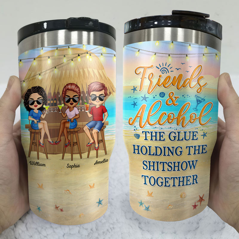 We Go Together Like Drunk And Disorderly Beach Vacation Best Friends - Bestie BFF Gift - Personalized Custom Triple 3 In 1 Can Cooler