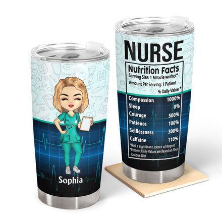 Valeurs nutritionnelles pour infirmières - Cadeau pour infirmières - Gobelet personnalisé