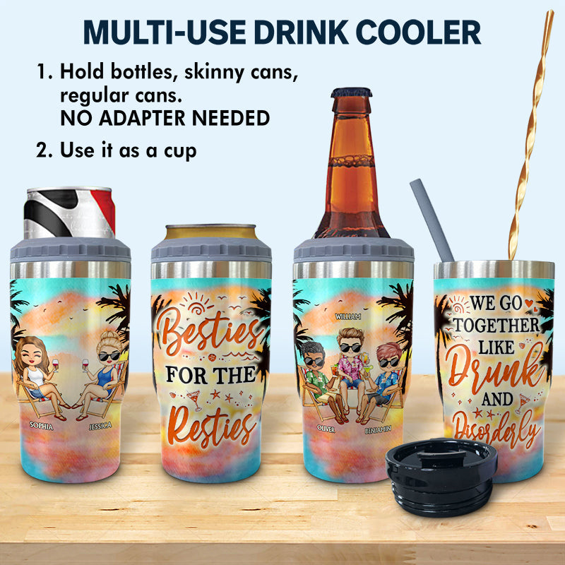 I Love You To The Beach And Back Best Watercolor Beach Best Friends - Bestie BFF Gift - Personalized Custom Triple 3 In 1 Can Cooler