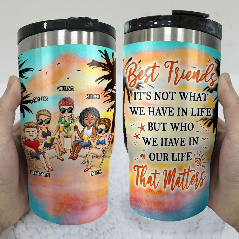 I Love You To The Beach And Back Best Watercolor Beach Best Friends - Bestie BFF Gift - Personalized Custom Triple 3 In 1 Can Cooler