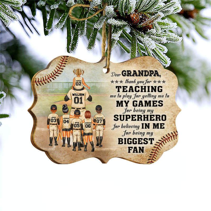 Baseball Cher Papa Merci de m'avoir appris - Cadeau de Noël pour papa - Ornement en bois personnalisé