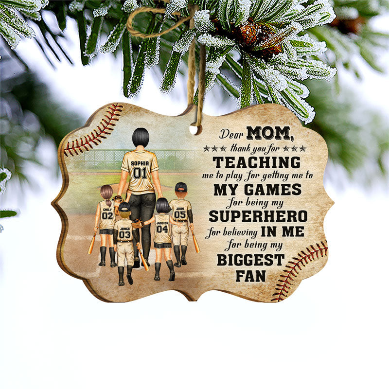 Baseball Chère maman, merci de m'avoir appris - Cadeau de Noël pour maman - Décoration en bois personnalisée