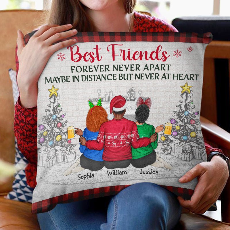 Sisters & Brothers Will Always Be Connected By Heart - Christmas Gift For Siblings And Best Friends - Personalized Custom Pillow