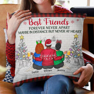 Sisters & Brothers Will Always Be Connected By Heart - Christmas Gift For Siblings And Best Friends - Personalized Custom Pillow