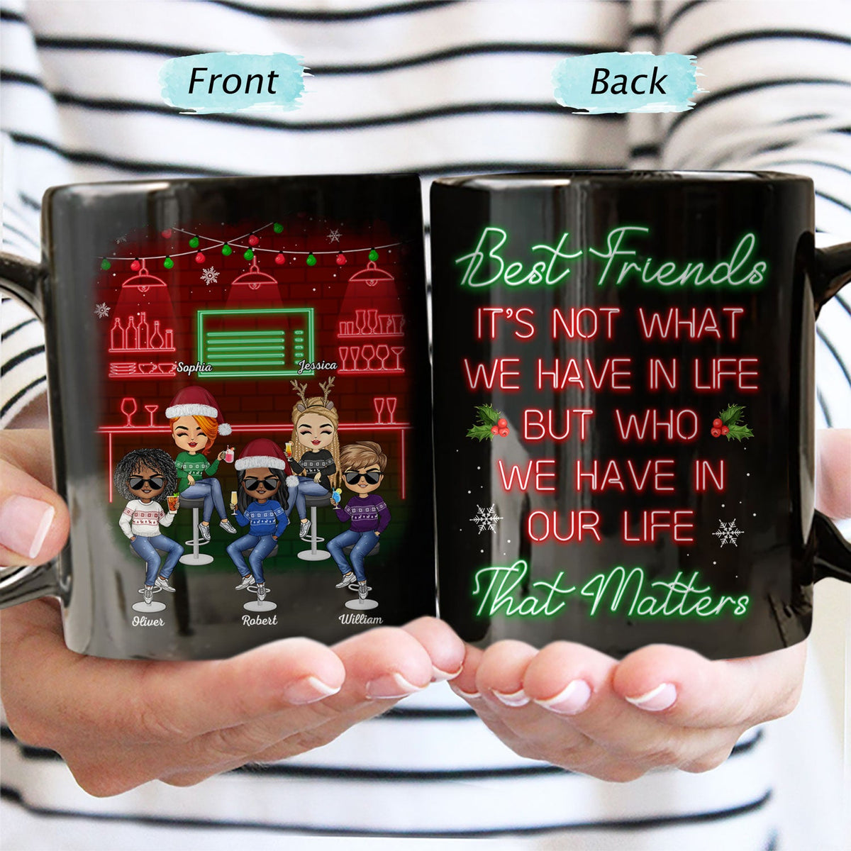 Here's To Another Year Of Bonding Over Alcohol Christmas Best Friends - Bestie BFF Gift - Personalized Custom Black Mug
