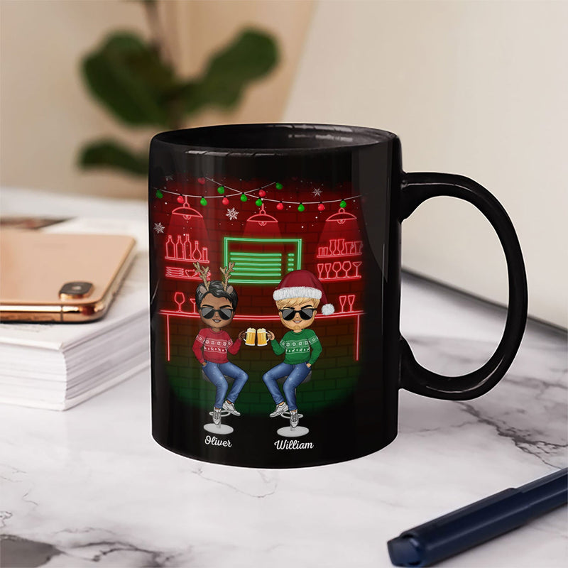 Here's To Another Year Of Bonding Over Alcohol Christmas Best Friends - Bestie BFF Gift - Personalized Custom Black Mug