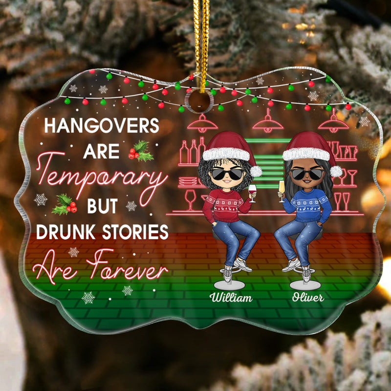 Besties Here's To Another Year Of Bonding Over Alcohol Christmas Best Friends - Bestie BFF Gift - Personalized Custom Medallion Acrylic Ornament