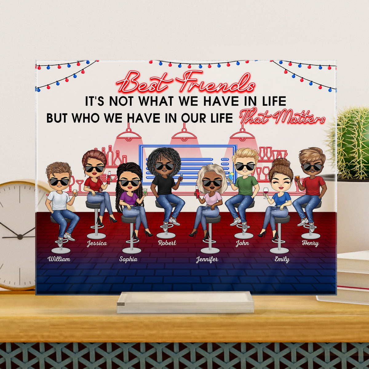 Here's To Another Year Of Bonding Over Alcohol Best Friends - Bestie BFF Gift - Personalized Custom Horizontal Rectangle Acrylic Plaque