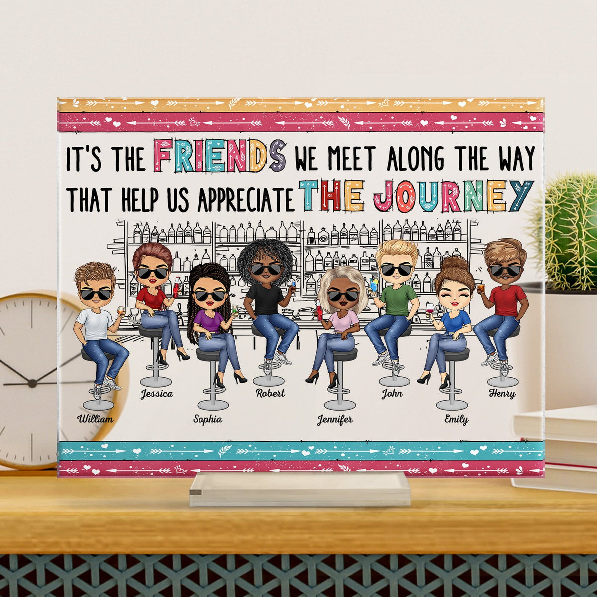 Here's To Another Year Of Bonding Over Alcohol White Best Friends - Bestie BFF Gift - Personalized Custom Horizontal Rectangle Acrylic Plaque