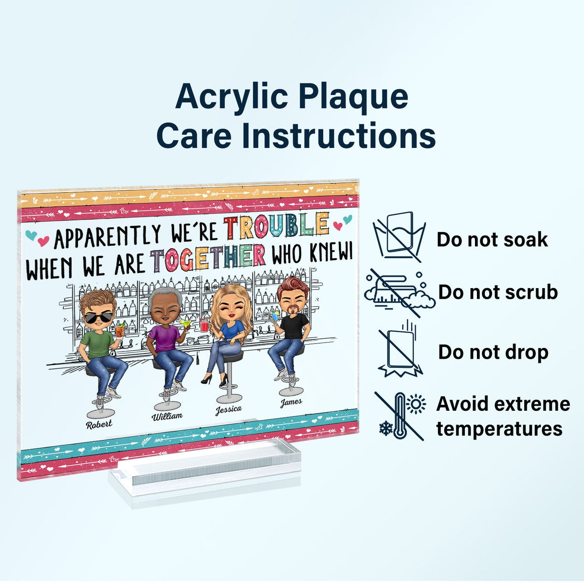 Here's To Another Year Of Bonding Over Alcohol White Best Friends - Bestie BFF Gift - Personalized Custom Horizontal Rectangle Acrylic Plaque