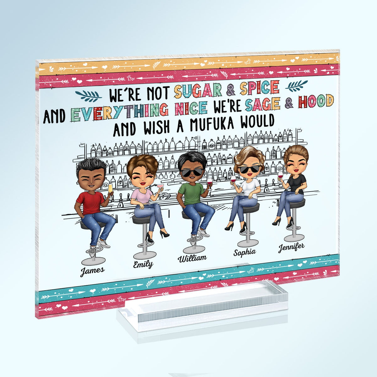 Here's To Another Year Of Bonding Over Alcohol White Best Friends - Bestie BFF Gift - Personalized Custom Horizontal Rectangle Acrylic Plaque