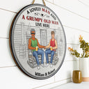 Family Couple A Lovely Lady And A Grumpy Old Man Live Here - Couple Gift - Personalized Custom Wood Circle Sign