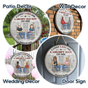 Family Couple A Lovely Lady And A Grumpy Old Man Live Here - Couple Gift - Personalized Custom Wood Circle Sign