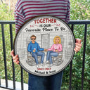 Family Couple Welcome To Our Home - Couple Gift - Personalized Custom Wood Circle Sign
