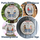 Family Couple Welcome To Our Home - Couple Gift - Personalized Custom Wood Circle Sign