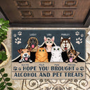 Hope You Brought Alcohol And Dog Treats Cat Treats - Personalized Custom Doormat